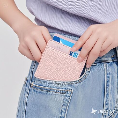 Slim Wallet, Minimalist Thin Front Pocket Leather Credit Card Holder Slim Minimalist Wallet for Men & Women (Pink) in Saudi Arabia
