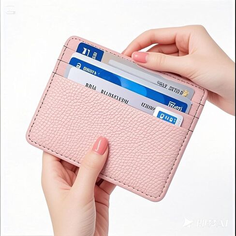 Slim Wallet, Minimalist Thin Front Pocket Leather Credit Card Holder Slim Minimalist Wallet for Men & Women (Pink) in Saudi Arabia