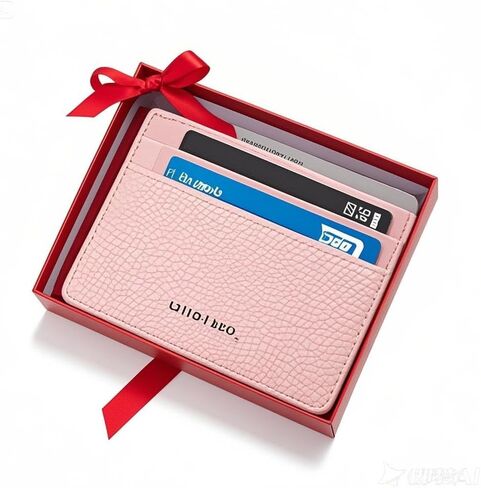 Slim Wallet, Minimalist Thin Front Pocket Leather Credit Card Holder Slim Minimalist Wallet for Men & Women (Pink) in Saudi Arabia