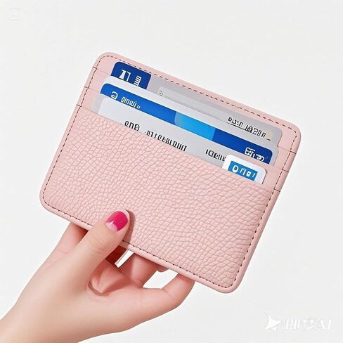 Slim Wallet, Minimalist Thin Front Pocket Leather Credit Card Holder Slim Minimalist Wallet for Men & Women (Pink) in Saudi Arabia
