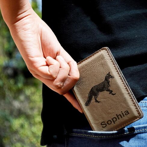 LaserGram ID Holder Wallet, Motorcycle, Personalized Engraving Included (Black with Silver) in Saudi Arabia