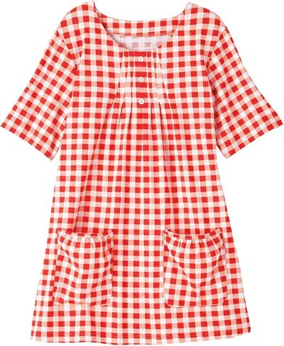 Amerimark متماسكة TUNIC TOP مع جيوب التصحيح - الأكمام القصيرة 100 ٪ متماسكة القطن ، لهجات زر in Kuwait