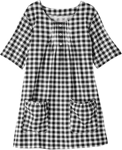 Amerimark متماسكة TUNIC TOP مع جيوب التصحيح - الأكمام القصيرة 100 ٪ متماسكة القطن ، لهجات زر in Kuwait