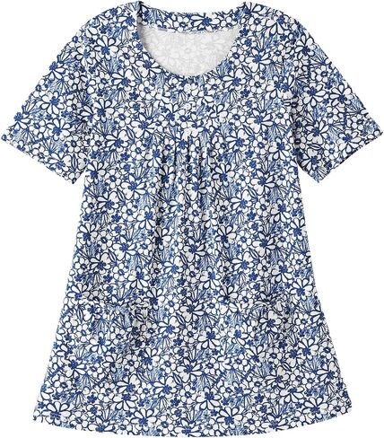 Amerimark متماسكة TUNIC TOP مع جيوب التصحيح - الأكمام القصيرة 100 ٪ متماسكة القطن ، لهجات زر in Kuwait
