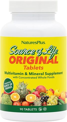 Natures Plus Source of Life - 180 قرصًا - مكملات متعددة الفيتامينات والمعادن مع الأطعمة الكاملة المركزة - خالية من الغلوتين ، نباتي - 60 حصص in Saudi Arabia