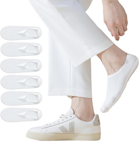 Caudblor 6 Pack Men's No Show Sofks ، الجوارب ذات البطانة غير المنخفضة غير المنقولة مع قبضة الكعب لأحذية رياضية ، أحجام 7-10 in Kuwait
