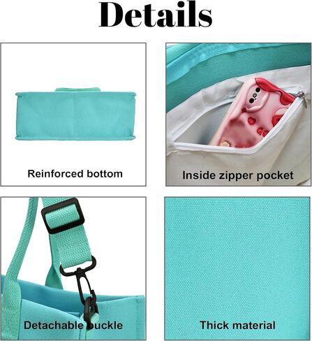 Canvas Tote Bag Shoulder Handbags with Zipper Work Bags for Women Crossbody Bags Tote Bag with Compartments for Work in Saudi Arabia