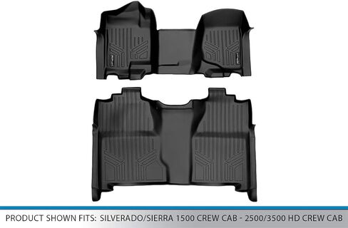 Smartliner Custom Fit Floor Mats 2 صف بطانة متوافقة مع 2007-2013 شيفروليه سيلفرادو 1500 in Kuwait