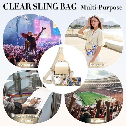 حقيبة واضحة لأحداث الاستاد ، واضحة محافظ Crossbody Bag للنساء Crossbody Concert Sports مع جيب شبكة جانبية in Kuwait