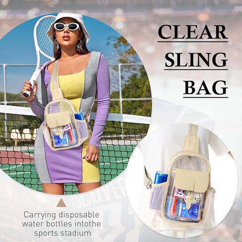 حقيبة واضحة لأحداث الاستاد ، واضحة محافظ Crossbody Bag للنساء Crossbody Concert Sports مع جيب شبكة جانبية in Kuwait