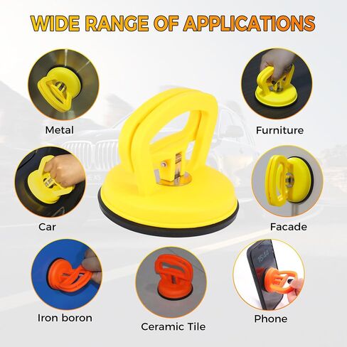 دنت مجتذب ، 3 حزمة CAR CAR DENT PULLER KIT ، أداة مزيل الكوب الشفط ، أدوات الإصلاح مقبض مقبض لجسم السيارات ، الشاشة ، الزجاج ، رفع البلاط ، الكائنات تتحرك (أصفر+برتقالي) in Kuwait
