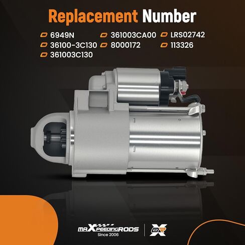 MaxPeedingRods 6949n محرك بداية جديدة لـ Hyundai Azera/Entourage/Santa Fe/Sonata 2006-2008/Veracruz 2007-2008 ، ل Kia Sedona 06-07/Amanti 2007-2008 ، استبدل 113326 8000172 36100-3c130 in Saudi Arabia