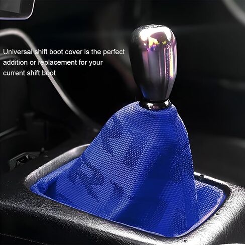 Car Shift Boot Cover, Waterproof Canvas Manual/Automatic Gear Shift Knob Boot Dust Cover, Universal Auto Retainer Stick Gear Shifter Sleeve Decor, Interior Car Accessories (Blue) in Kuwait