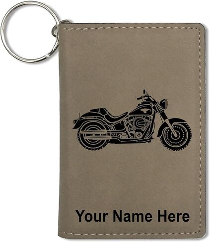 LaserGram ID Holder Wallet, Motorcycle, Personalized Engraving Included (Black with Silver) in Saudi Arabia