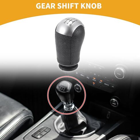 6 سرعات يدوية مقبض SHIFTER - CAR SHIFT LEVER KNOB - Ford Focus 2005-2012 Blastic Black Silver Tone - 1 PC in Saudi Arabia