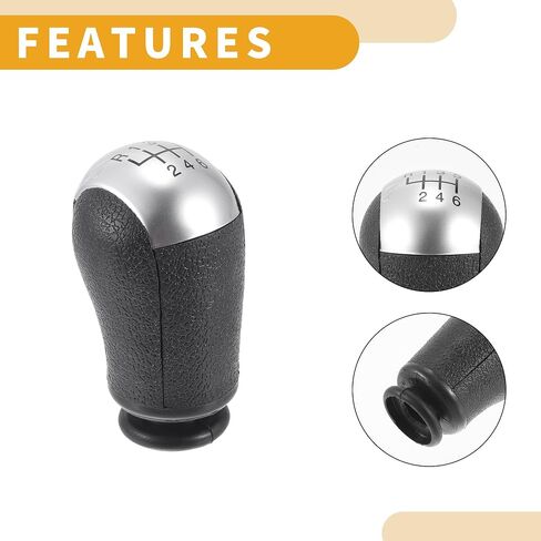 6 سرعات يدوية مقبض SHIFTER - CAR SHIFT LEVER KNOB - Ford Focus 2005-2012 Blastic Black Silver Tone - 1 PC in Saudi Arabia