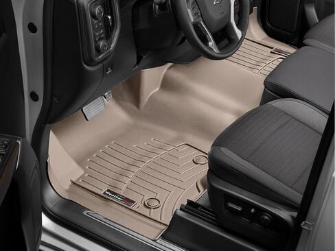 WeatherTech Custom Fit FloorLiners for Silverado 1500, Silverado 1500 LTD, Sierra 1500, Sierra 2500HD/3500HD, Sierra 1500 Limited, Silverado 2500HD/3500HD - 1st Row - Over The Hump (4414911), Black in Saudi Arabia
