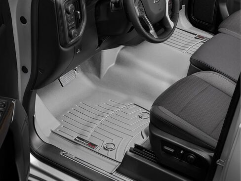 WeatherTech Custom Fit FloorLiners for Silverado 1500, Silverado 1500 LTD, Sierra 1500, Sierra 2500HD/3500HD, Sierra 1500 Limited, Silverado 2500HD/3500HD - 1st Row - Over The Hump (4414911), Black in Saudi Arabia