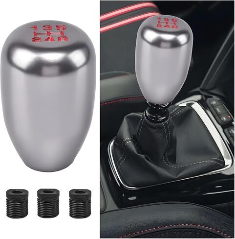AUCELI Car Gear Shift Knob, 5 Speed Manual Vehicle Gear Stick Shifter Lever Knob with 3 Adapters, Aluminum Alloy Automotive Transmission Shift Knob Accessories, Universal for Most Cars (Black) in Saudi Arabia