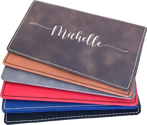 Personalized Checkbook Cover Faux Leather Permanently Engraved (Rustic Brown with Gold) in Saudi Arabia
