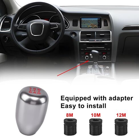 AUCELI Car Gear Shift Knob, 5 Speed Manual Vehicle Gear Stick Shifter Lever Knob with 3 Adapters, Aluminum Alloy Automotive Transmission Shift Knob Accessories, Universal for Most Cars (Black) in Saudi Arabia