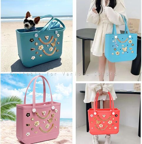 Bogg Bag سحر الملحقات ، سحر زهرة اللؤلؤ الفراشة المحددة لحقيبة Bogg ، سحر Bling Bag for Bogg Bag Rubber Beach Bags in Kuwait