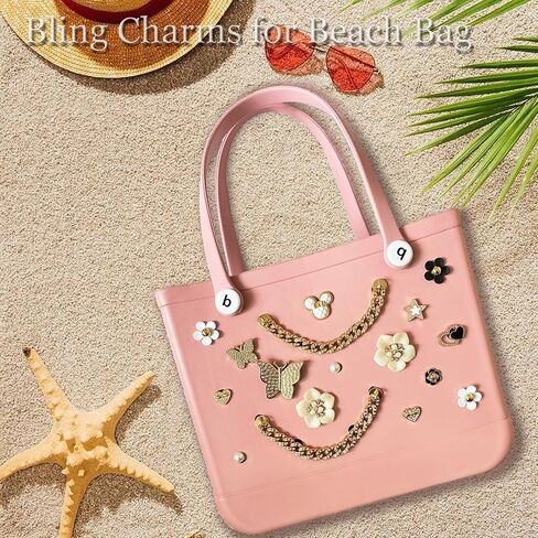 Bogg Bag سحر الملحقات ، سحر زهرة اللؤلؤ الفراشة المحددة لحقيبة Bogg ، سحر Bling Bag for Bogg Bag Rubber Beach Bags in Kuwait