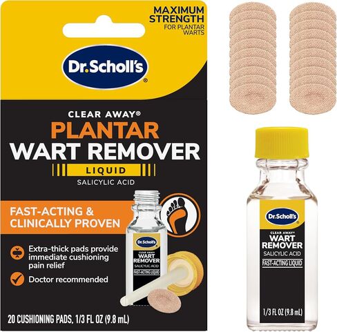 Dr. Scholl's Clear Away Liquid WART Remover // 1/3 fl oz, Clinically Proven, Fast-Acting, Maximum Strength for Common & Plantar Warts, Safe for Children 4+, 20 Treatments in Saudi Arabia
