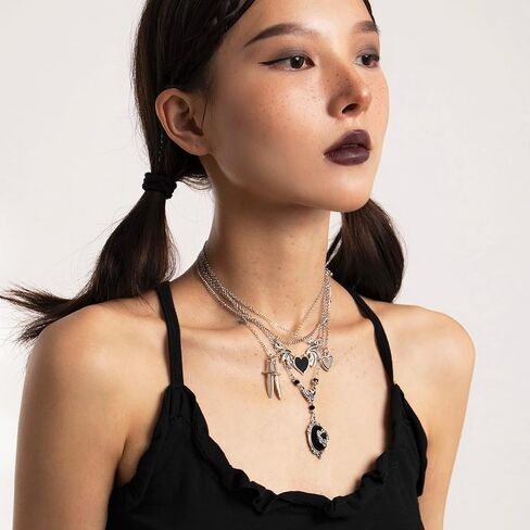 Dainty Necklace for Women, Layered Chain Choker Necklaces Personalized Gold Plated Y Pendant Gifts for Women Porm Pageant Party Anniversary in Saudi Arabia