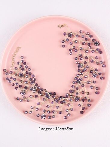 Bohemian Wide Crystal Choker Necklace for Women Handmade Gem Stone Chokers Bridal Chain Necklace for Party Wedding in Saudi Arabia