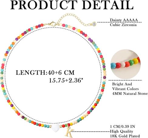 Colorful Beaded Dainty Initial Necklaces for Women Cute Choker Letter Necklace for Women Trendy Personalized Gold Monogram Pendant with Heart Necklaces for Women Jewelry Charm Gifts in Saudi Arabia