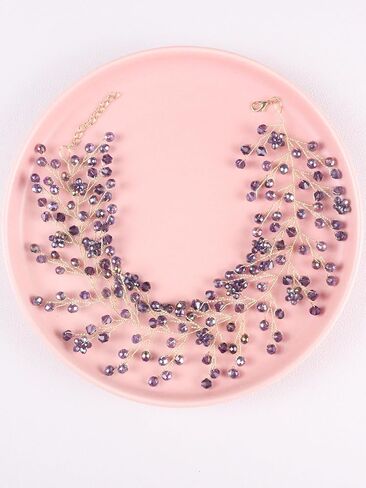 Bohemian Wide Crystal Choker Necklace for Women Handmade Gem Stone Chokers Bridal Chain Necklace for Party Wedding in Saudi Arabia