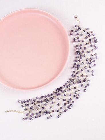 Bohemian Wide Crystal Choker Necklace for Women Handmade Gem Stone Chokers Bridal Chain Necklace for Party Wedding in Saudi Arabia