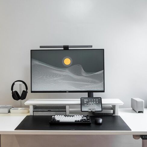 Desk Shelf Setup Cockpit Monitor Stand for Dual Screen Walnut Wood Riser Large Desk Organiser (Full Length | 45.7 Inches) in Saudi Arabia