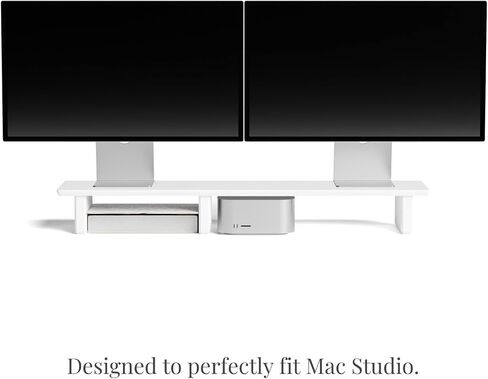 Desk Shelf Setup Cockpit Monitor Stand for Dual Screen Walnut Wood Riser Large Desk Organiser (Full Length | 45.7 Inches) in Saudi Arabia