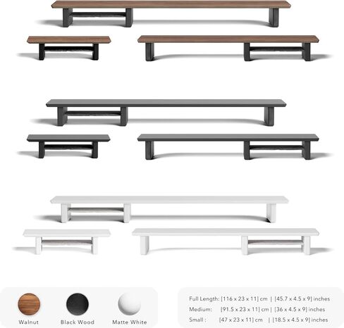 Desk Shelf Setup Cockpit Monitor Stand for Dual Screen Walnut Wood Riser Large Desk Organiser (Full Length | 45.7 Inches) in Saudi Arabia