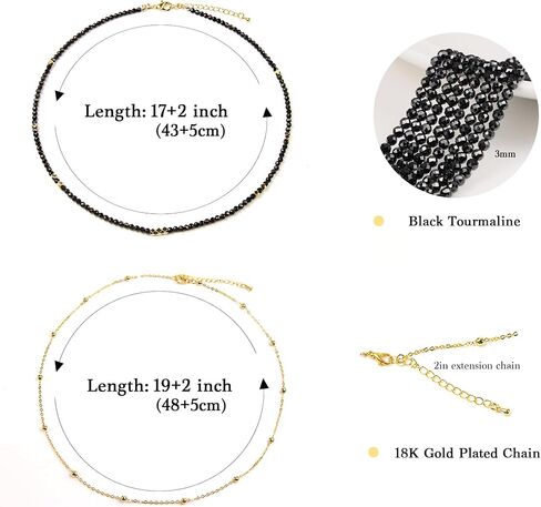 Beaded Necklaces for Women - 3mm Handmade Natural Stone Choker Healing Crystal Necklace Layered Gold Necklaces for Women Dainty Necklace Jewelry Gifts in Kuwait