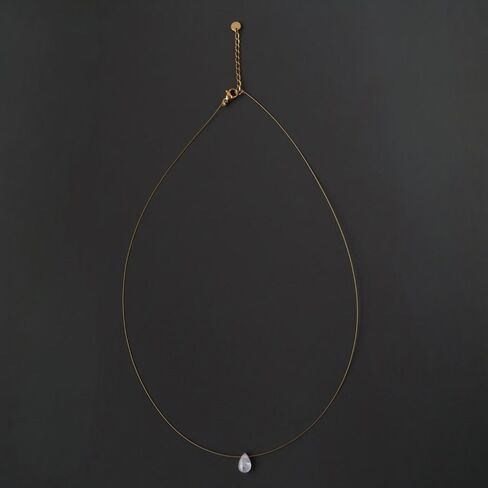Dainty Tiny Moonstone Teardrop Natural Stone Floating Necklace Invisible Transparent Chain Choker Gift for Female in Saudi Arabia