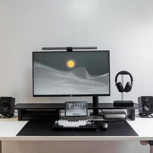 Desk Shelf Setup Cockpit Monitor Stand for Dual Screen Walnut Wood Riser Large Desk Organiser (Full Length | 45.7 Inches) in Kuwait