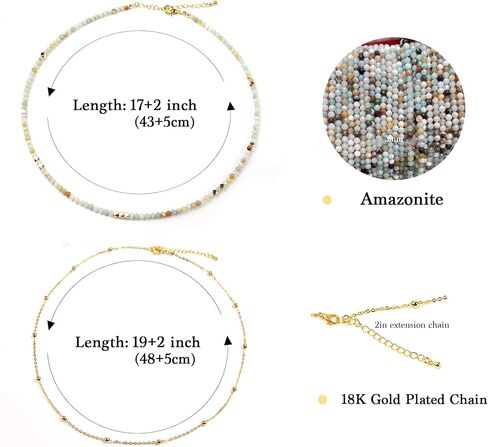 قلادات من الخضروات للنساء - 3 مم مصنوعة يدويًا من الحجر الطبيعي الشفاء من القلادة الكريستالية قلادة ذهبية للنساء للنساء هدايا المجوهر in Kuwait