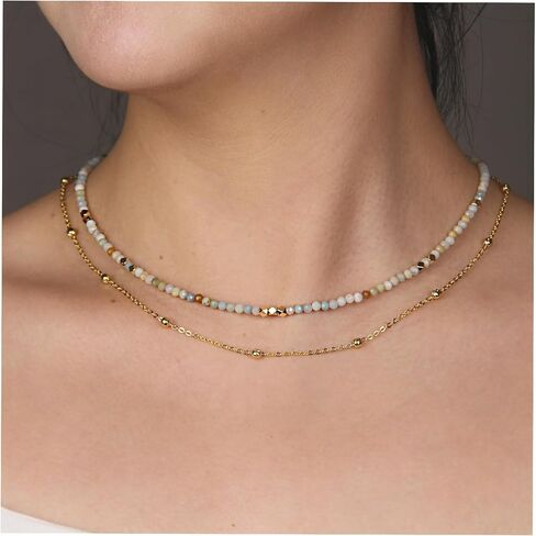 قلادات من الخضروات للنساء - 3 مم مصنوعة يدويًا من الحجر الطبيعي الشفاء من القلادة الكريستالية قلادة ذهبية للنساء للنساء هدايا المجوهر in Kuwait