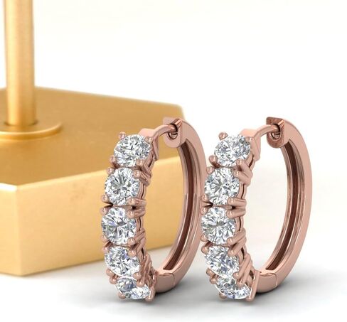 أقراط دائرية من الألماس عيار 2 إلى 3 1/10 قيراط من الذهب عيار 14 قيراط - معتمدة من IGI in Kuwait