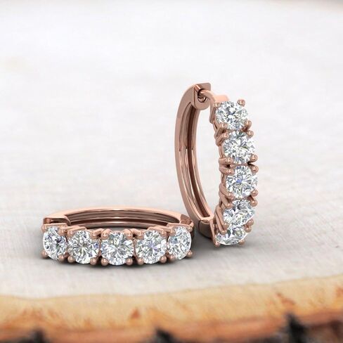 أقراط دائرية من الألماس عيار 2 إلى 3 1/10 قيراط من الذهب عيار 14 قيراط - معتمدة من IGI in Kuwait