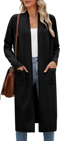 Zeagoo Women's Long Cardigans Sweater 2024 Fall Lightweight Open Front Casual Knit Duster Coat with Pockets in Saudi Arabia
