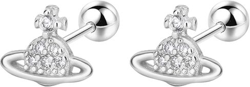 20G TINY SATER SATURN STUD أقراط للنساء فضة مطلي بالزركونيا الزركونيا الكوكب الجمالية Y2K قرط صغير الكرة برغي الظهر الأزرار المصغرة الغضروف tragus post dainty المجوهرات الهدايا in Kuwait