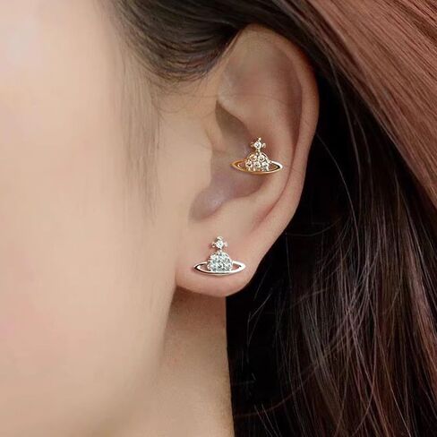 20G TINY SATER SATURN STUD أقراط للنساء فضة مطلي بالزركونيا الزركونيا الكوكب الجمالية Y2K قرط صغير الكرة برغي الظهر الأزرار المصغرة الغضروف tragus post dainty المجوهرات الهدايا in Kuwait