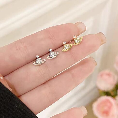 20G TINY SATER SATURN STUD أقراط للنساء فضة مطلي بالزركونيا الزركونيا الكوكب الجمالية Y2K قرط صغير الكرة برغي الظهر الأزرار المصغرة الغضروف tragus post dainty المجوهرات الهدايا in Kuwait