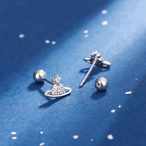 20G TINY SATER SATURN STUD أقراط للنساء فضة مطلي بالزركونيا الزركونيا الكوكب الجمالية Y2K قرط صغير الكرة برغي الظهر الأزرار المصغرة الغضروف tragus post dainty المجوهرات الهدايا in Kuwait