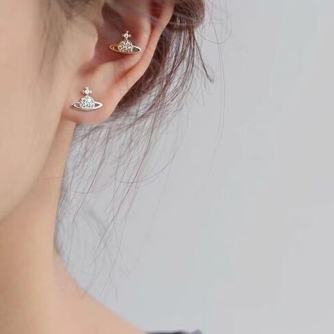 20G TINY SATER SATURN STUD أقراط للنساء فضة مطلي بالزركونيا الزركونيا الكوكب الجمالية Y2K قرط صغير الكرة برغي الظهر الأزرار المصغرة الغضروف tragus post dainty المجوهرات الهدايا in Kuwait