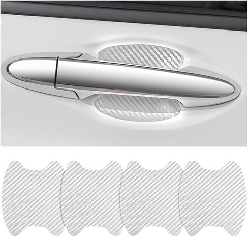 4PCS Car Door Handle Protector, Carbon Fiber Anti-Scratches Vehicle Door Handle Cup Sticker, Non-Marking Auto Handle Bowl Protective Film & Paint Guard, Universal for SUV, Truck (Transparent) in Saudi Arabia